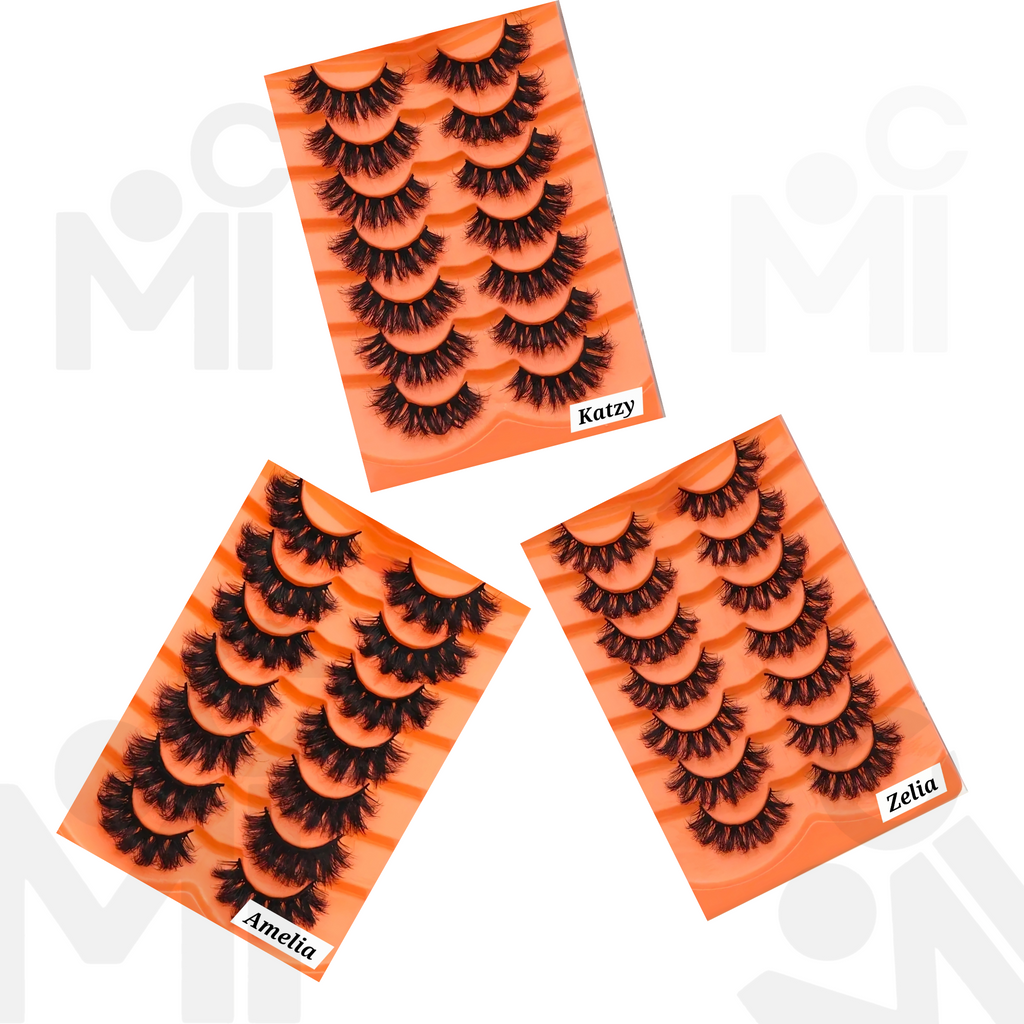 7 pairs of Voluminous Lashes, fluffy, mink-like strip lashes