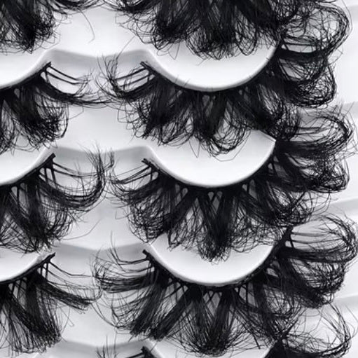 7 pairs of Voluminous Lashes, fluffy, mink-like strip lashes plush