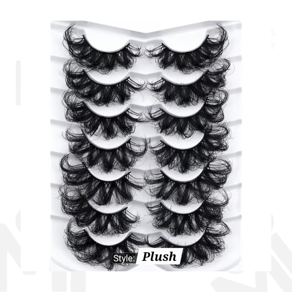 7 pairs of Voluminous Lashes, fluffy, mink-like strip lashes plush