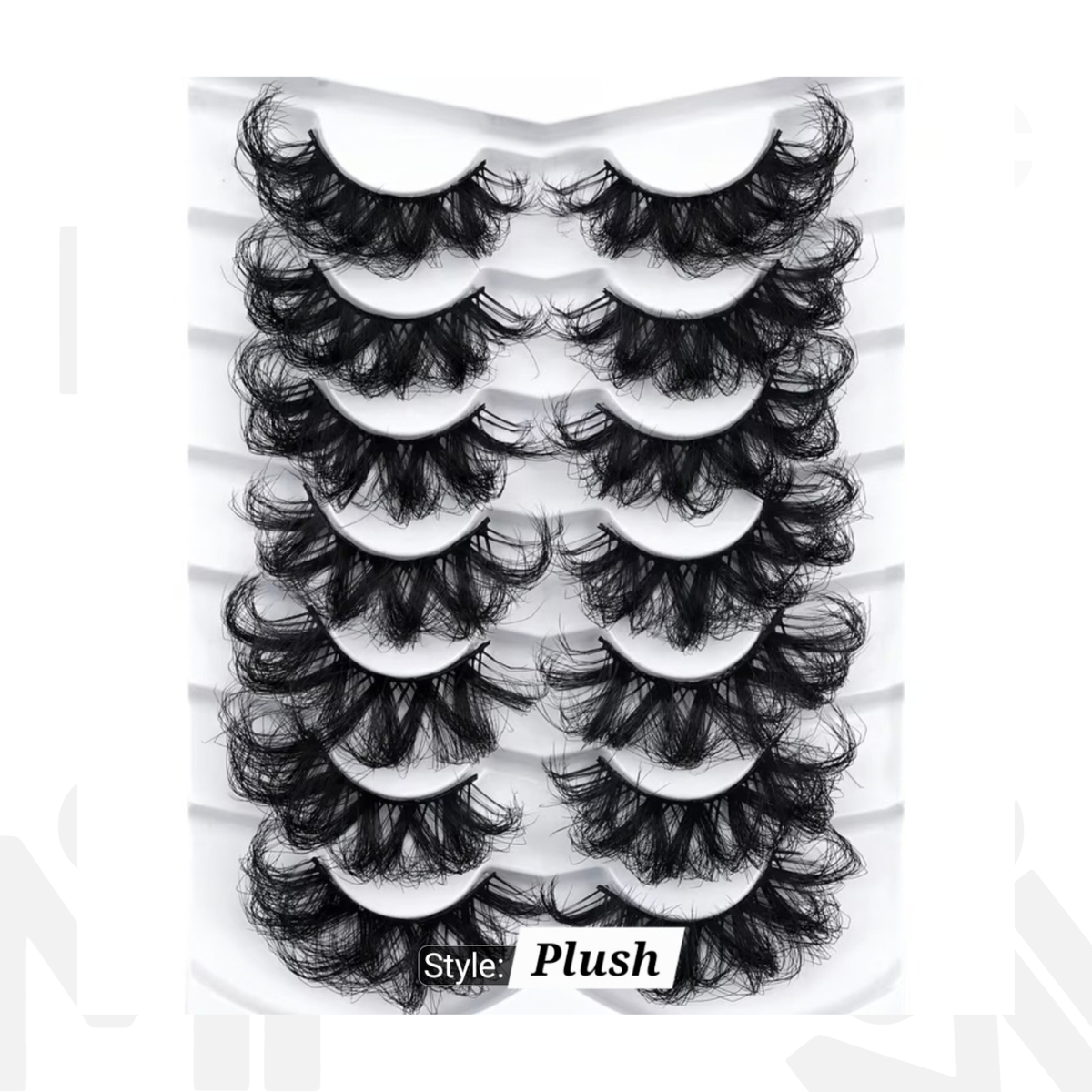 7 pairs of Voluminous Lashes, fluffy, mink-like strip lashes plush